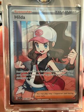 Pokemon Hilda Trainer Card - White Pink Black Blue